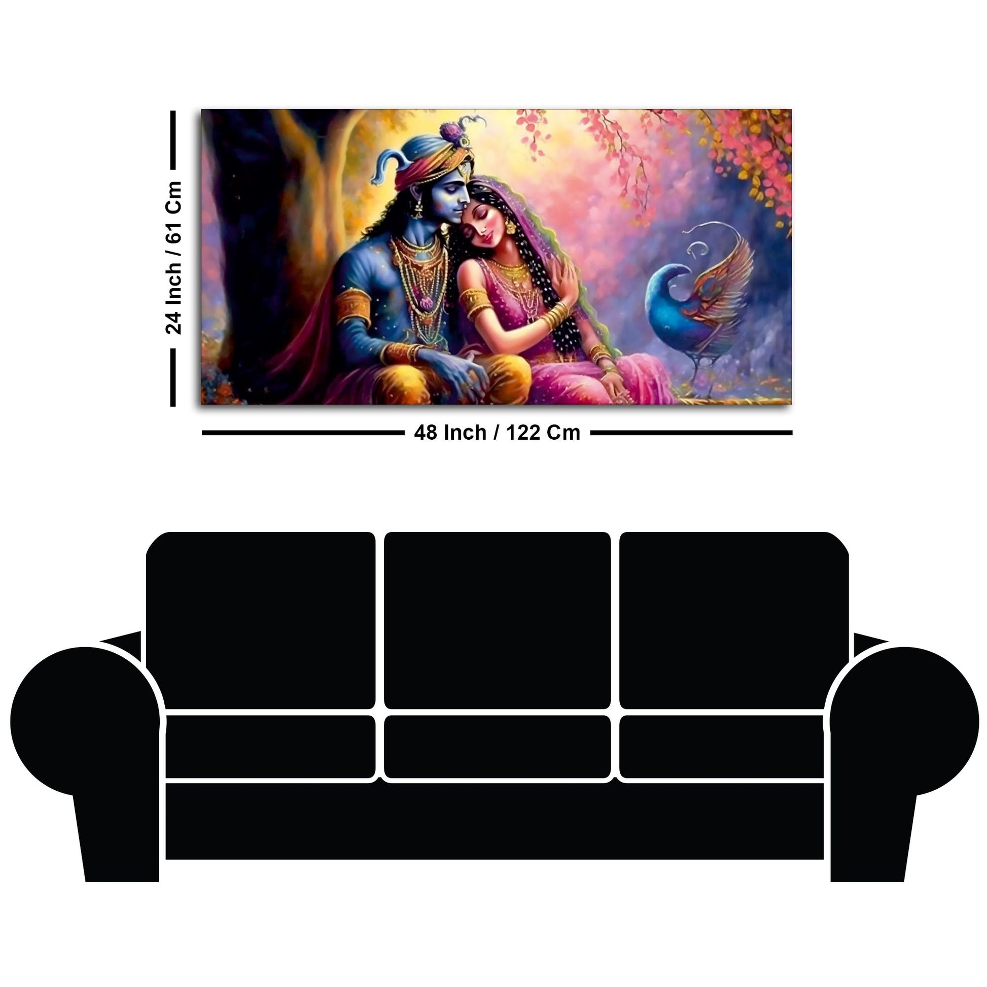 Divine Radha with Krishna Beautiful Canvas Wall Painting