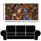 Divine Shree Radha Krishna Embroidered Tanjore Style 3D Canvas Wall Painting