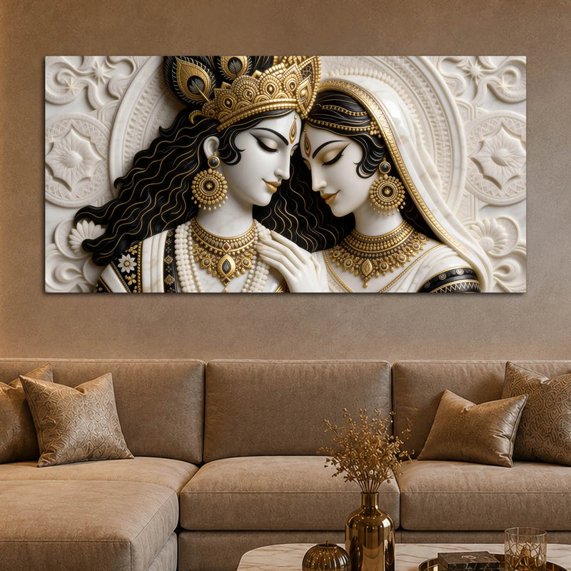 Divine Shree Radha Krishna Eternal Bond 3D Canvas Wall Painting