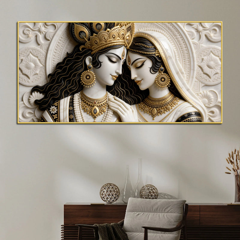 Divine Shree Radha Krishna Eternal Bond 3D Canvas Wall Painting