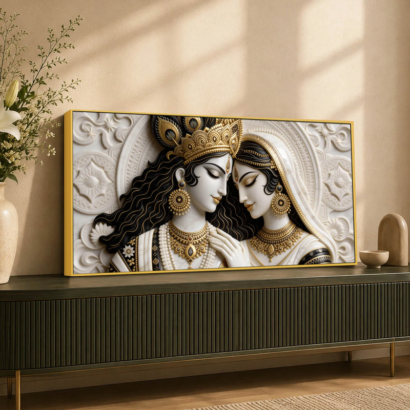 Divine Shree Radha Krishna Eternal Bond 3D Canvas Wall Painting