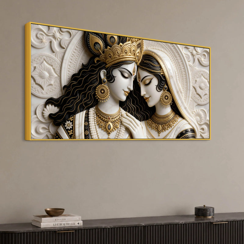 Divine Shree Radha Krishna Eternal Bond 3D Canvas Wall Painting