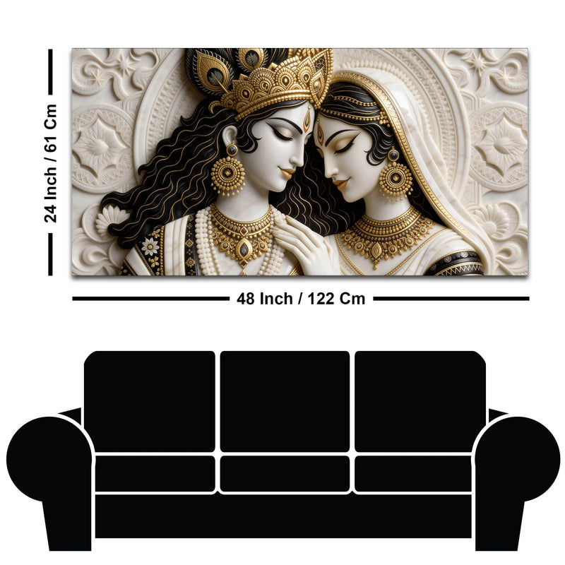 Divine Shree Radha Krishna Eternal Bond 3D Canvas Wall Painting