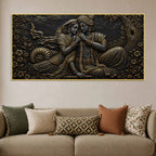 Divine Shree Radha Krishna Eternal Bond Metallic Look 3D Canvas Wall Painting