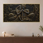 Divine Shree Radha Krishna Eternal Bond Metallic Look 3D Canvas Wall Painting