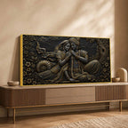 Divine Shree Radha Krishna Eternal Bond Metallic Look 3D Canvas Wall Painting