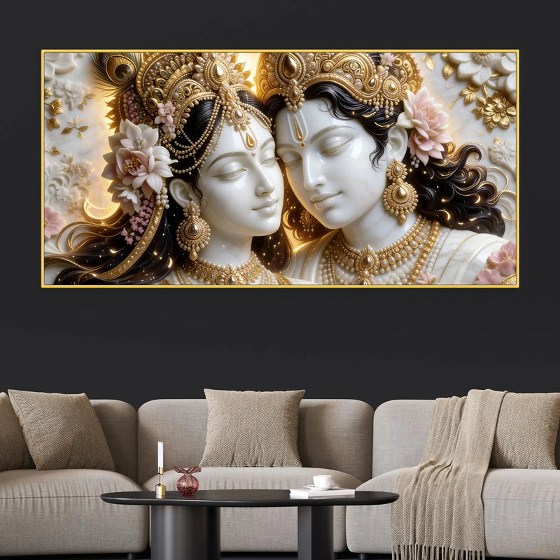 Divine Shree Radha Krishna Eternal Love 3D Canvas Wall Painting