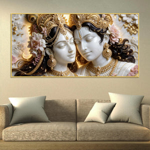 Divine Shree Radha Krishna Eternal Love 3D Canvas Wall Painting