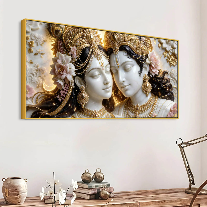 Divine Shree Radha Krishna Eternal Love 3D Canvas Wall Painting