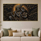 Divine Shree Radha Krishna Eternal Melody Metallic Look 3D Canvas Wall Painting