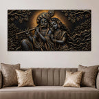 Divine Shree Radha Krishna Eternal Melody Metallic Look 3D Canvas Wall Painting