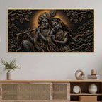 Divine Shree Radha Krishna Eternal Melody Metallic Look 3D Canvas Wall Painting