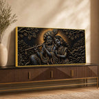 Divine Shree Radha Krishna Eternal Melody Metallic Look 3D Canvas Wall Painting