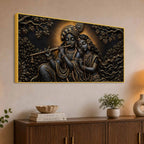 Divine Shree Radha Krishna Eternal Melody Metallic Look 3D Canvas Wall Painting