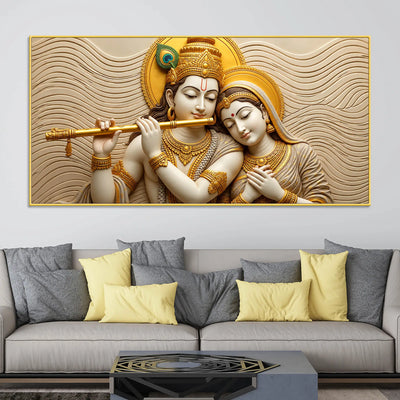 Divine Shree Radha Krishna Harmony 3D Canvas Wall Painting