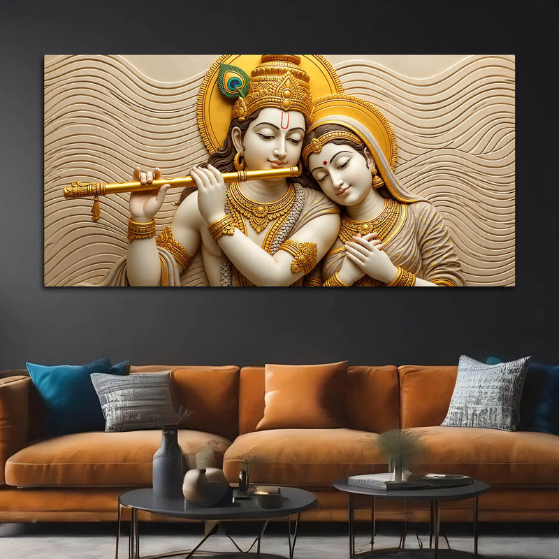 Divine Shree Radha Krishna Harmony 3D Canvas Wall Painting