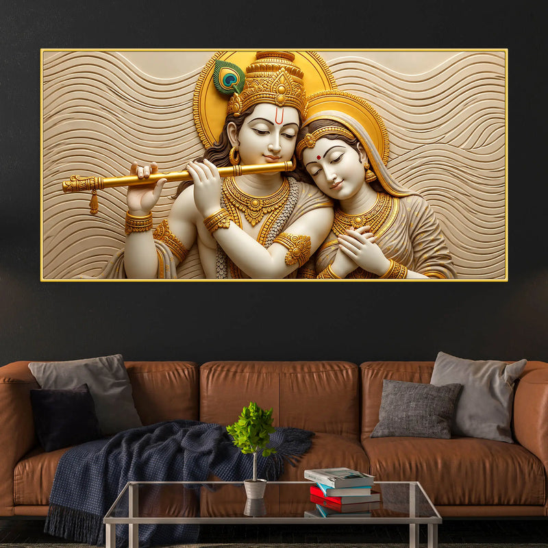 Divine Shree Radha Krishna Harmony 3D Canvas Wall Painting
