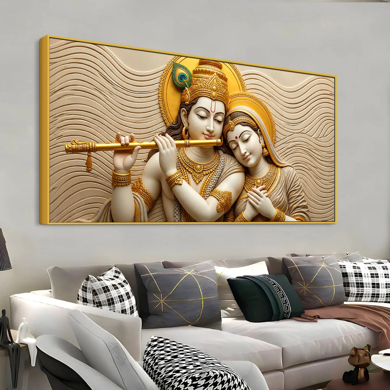Divine Shree Radha Krishna Harmony 3D Canvas Wall Painting
