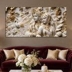 Divine Shree Radha Krishna in Floral Paradise 3D Canvas Wall Painting