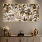 Divine Shree Radha Krishna in Floral Paradise 3D Canvas Wall Painting
