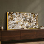 Divine Shree Radha Krishna in Floral Paradise 3D Canvas Wall Painting