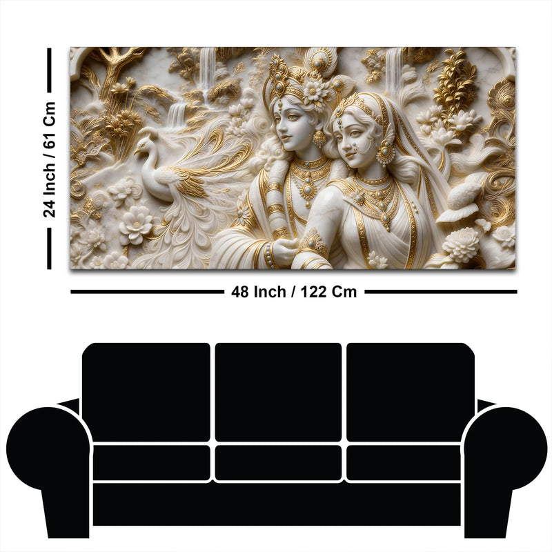 Divine Shree Radha Krishna in Floral Paradise 3D Canvas Wall Painting