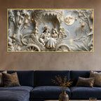 Divine Shree Radha Krishna in Royal Chariot 3D Canvas Wall Painting