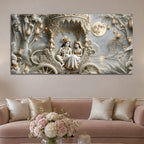 Divine Shree Radha Krishna in Royal Chariot 3D Canvas Wall Painting