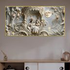 Divine Shree Radha Krishna in Royal Chariot 3D Canvas Wall Painting