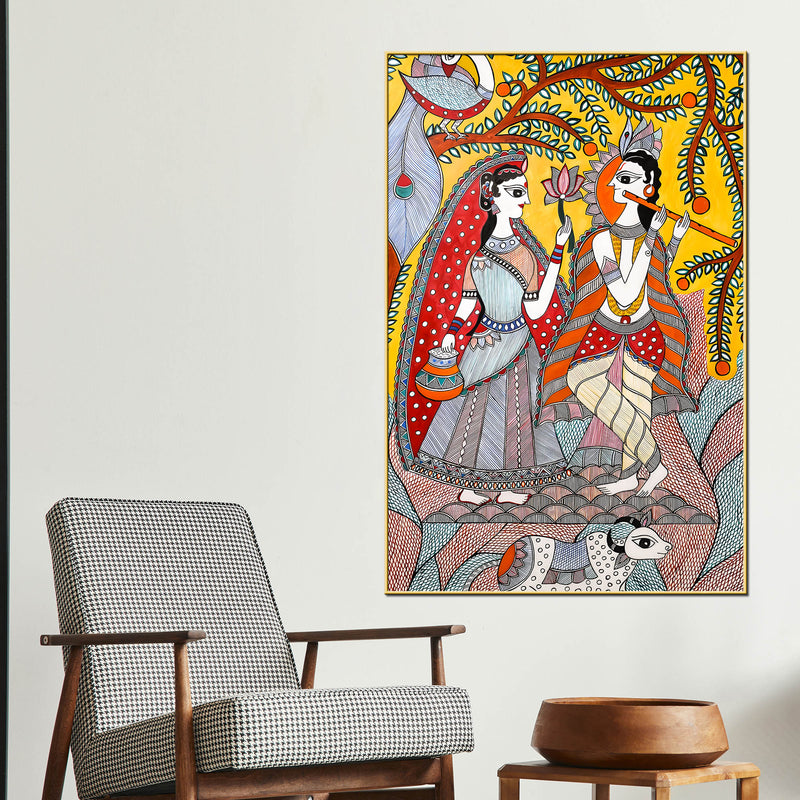 divine-shree-radha-krishna-love-folk-art-canvas-wall-painting