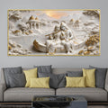 Divine Shree Radha Krishna on Boat in Sacred Lake 3D Canvas Wall Painting