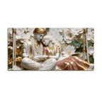 Divine Shree Radha Krishna on Floral Swing 3D Canvas Wall Painting