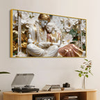 Divine Shree Radha Krishna on Floral Swing 3D Canvas Wall Painting