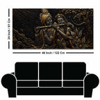 Divine Shree Radha Krishna Playing Flute Metallic Look 3D Canvas Wall Painting