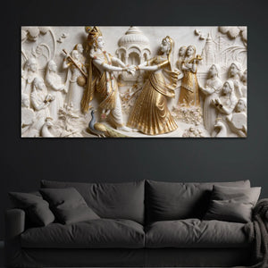 Divine Shree Radha Krishna Ras Leela 3D Canvas Wall Painting