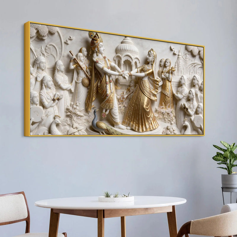 Divine Shree Radha Krishna Ras Leela 3D Canvas Wall Painting