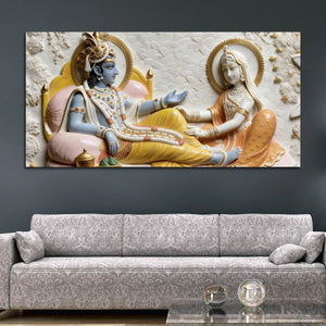 Divine Shree Radha Krishna Royal Blessings 3D Canvas Wall Painting