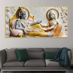 Divine Shree Radha Krishna Royal Blessings 3D Canvas Wall Painting
