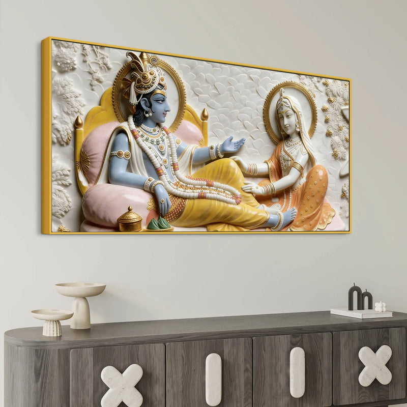 Divine Shree Radha Krishna Royal Blessings 3D Canvas Wall Painting