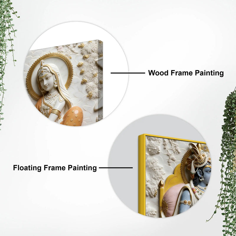 Divine Shree Radha Krishna Royal Blessings 3D Canvas Wall Painting