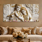 Divine Shree Radha Krishna Sacred Couple 3D Canvas Wall Painting
