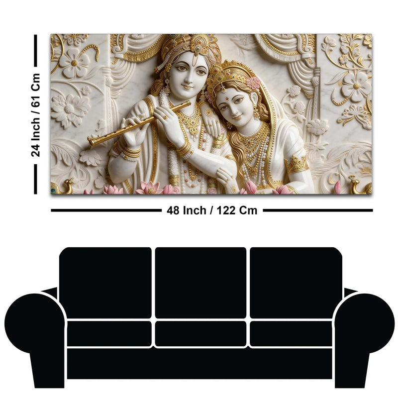 Divine Shree Radha Krishna Sacred Couple 3D Canvas Wall Painting