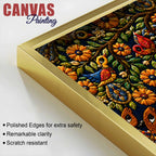 Divine Shree Radha Krishna with Birds in Floral Garden Tanjore Style 3D Canvas Painting