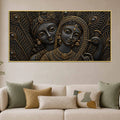 Divine Shree Radha Krishna with Peacock Metallic Look 3D Canvas Wall Painting