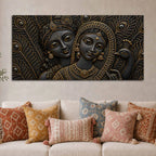 Divine Shree Radha Krishna with Peacock Metallic Look 3D Canvas Wall Painting