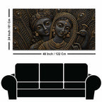 Divine Shree Radha Krishna with Peacock Metallic Look 3D Canvas Wall Painting