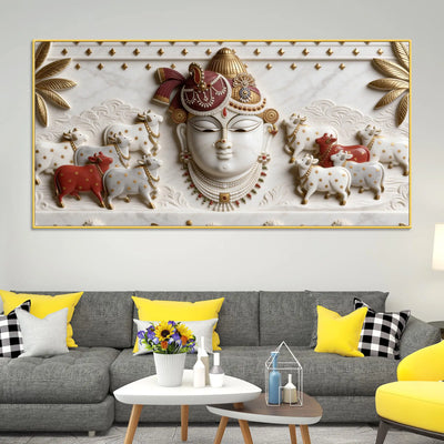 Divine Shreenathji 3D Canvas Wall Painting