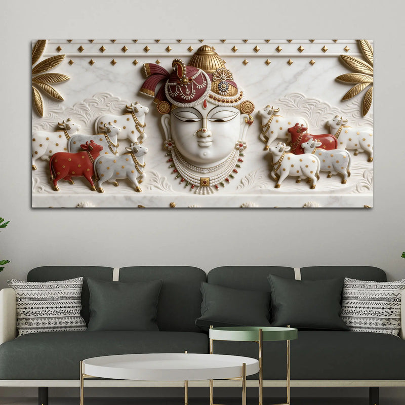 Divine Shreenathji 3D Canvas Wall Painting