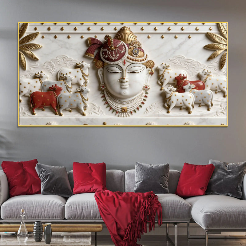 Divine Shreenathji 3D Canvas Wall Painting
