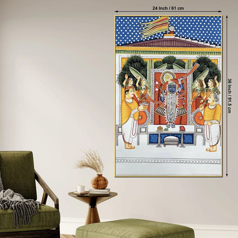 Divine Shreenathji Krishna Pichwai Canvas Wall Painting
